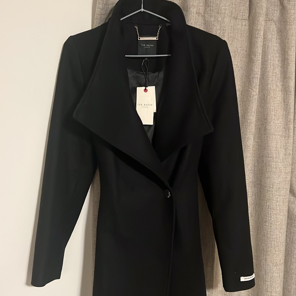 Ted Baker Black 75% Wool Coat NWT
